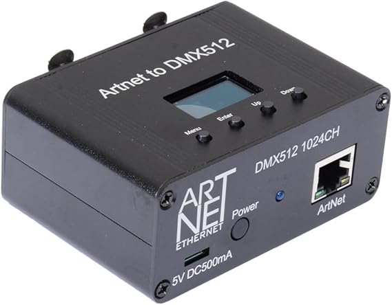ArtNet 512 Ethernet Lighting Controller Interface,2 Universe Black Metal + Plastic 1 Pcs