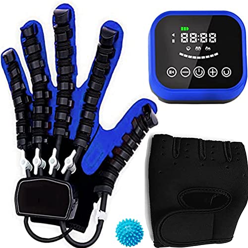 Hand Function Rehabilitation Robot Gloves, The Second Generation Upgrade Hemiplegia Stroke Arthritis Finger Exercise, Suitable for Patients with Hand Function DamageColor:Blue,Size:Left-XL
