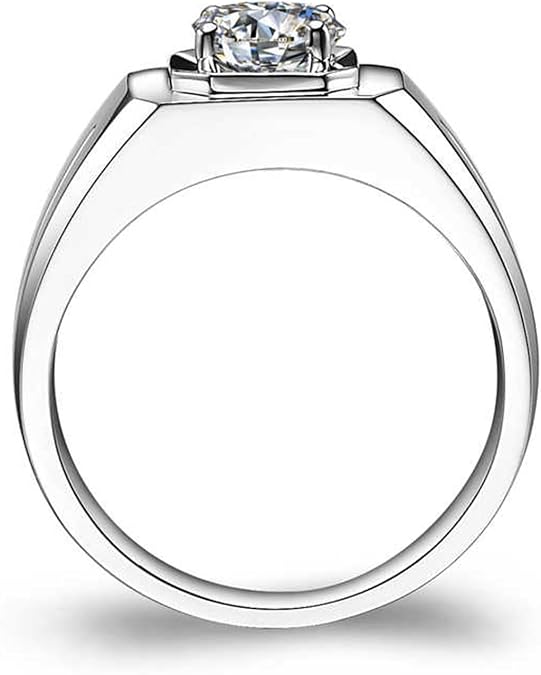 White Gold and Pt950 Classic 4 Claws Solitaire Engagement Ring for Men with Diamond