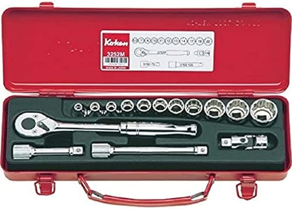 Koken 3/8 0.4 inch 9.5 mm SQ. Socket Set, Set of 15, 3252M