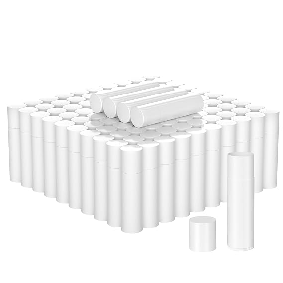 Empty Lip Balm Tubes for DIY Lipstick with Leak-proof Caps, 100-Pack Lip Balm Containers BPA Free, White