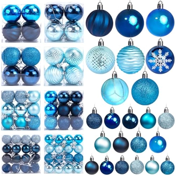 LOVEINUSA 100PCS Shatterproof Christmas Ornament Ball Set, Assorted Glitter Baubles for Tree Decorations and Wreaths