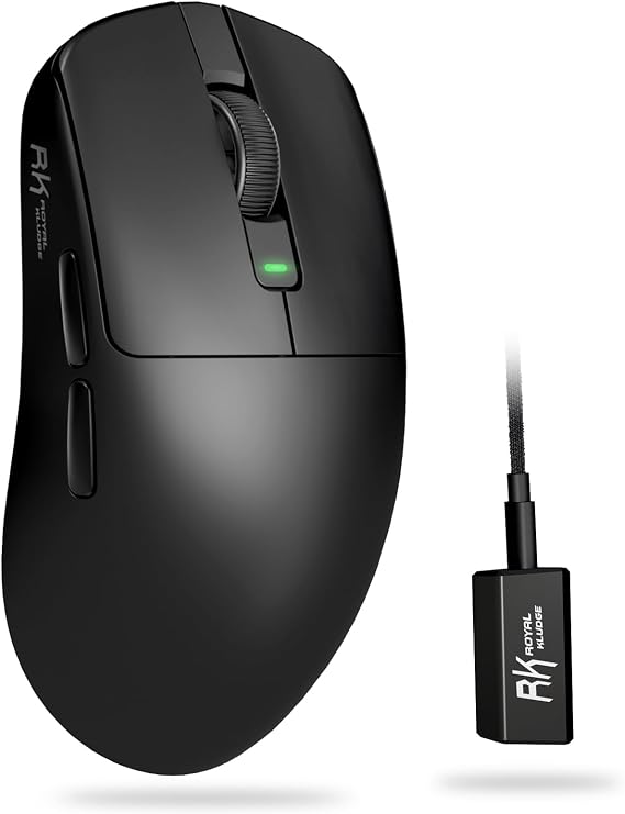 RK ROYAL KLUDGE M3 Wireless Gaming Mouse with 47g Ultra-Lightweight, Black | Bluetooth/2.4G/Wired, 42,000 DPI, 5 Programmable Buttons, 200h Battery, PAW 3950 Dual 8K Polling Sentor for PC/WIN/Mac