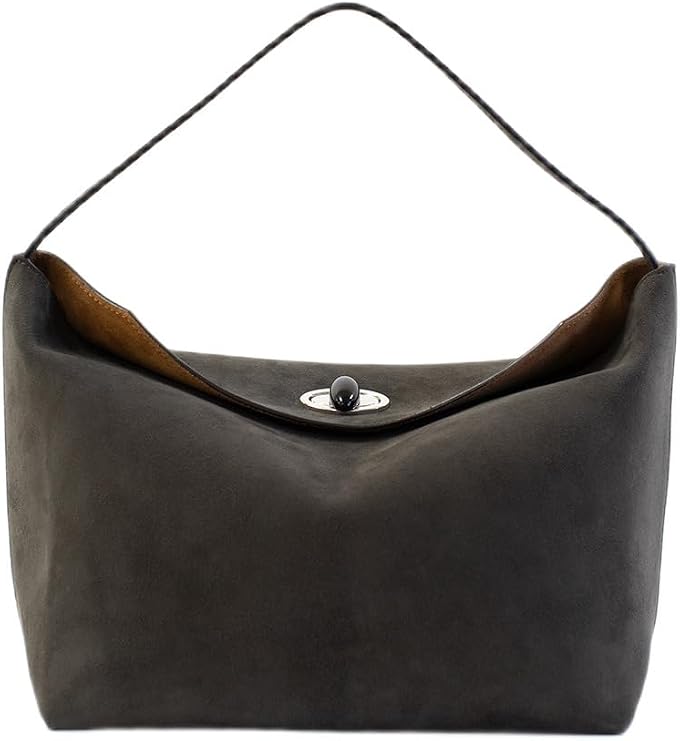 Turnlock Suede Shoulder Bag