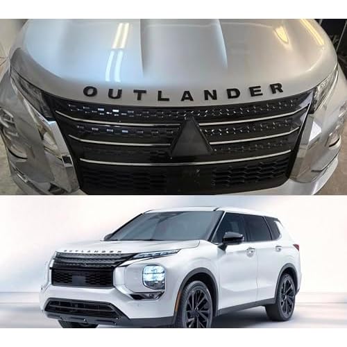 GZBFTDH Hood Emblem Front Badge for Mitsubishi Outlander 2025 2024 2023 2022, Accesories Black Letters Adhesive Raised Decal Exterior