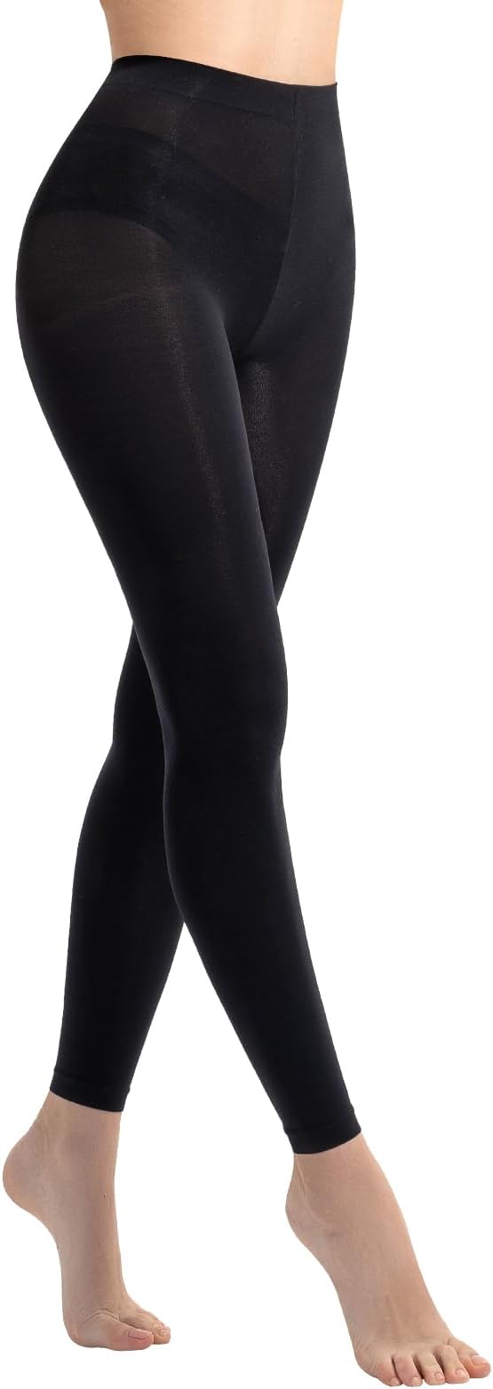 MANZI Footless Semi Opaque Tights for Adult Women 40 Denier Dance leggings | Ballet Tights Skin Colored leggings Ultar-Soft Semi Translucent Pantyhose Black Light Suntan