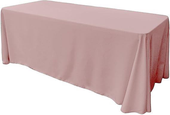 90" Wide by 156" Long Rectangular Polyester Poplin Tablecloth. (Blush Pink)