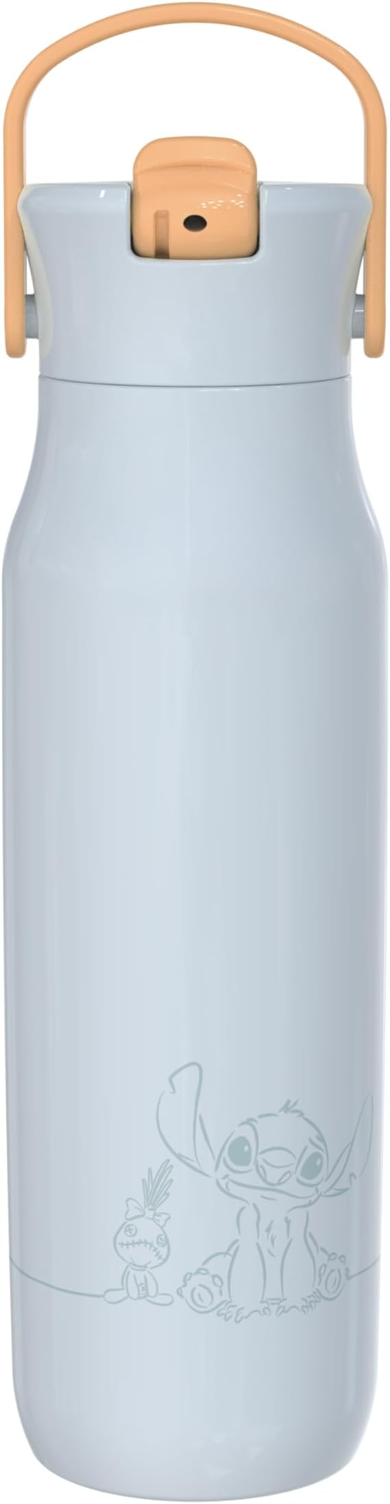Zak Designs Disney Lilo & Stitch Harmony Water Bottle for Travel or At Home, 32oz Stainless Steel is Leak-Proof When Closed and Vacuum Insulated with Straw Lid, Carry Handle, and 3D Artwork