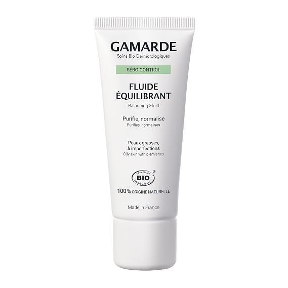 Gamarde Balancing Fluid - Purifying Face Moisturizer for Combination to Oily Skin - Reduces Imperfections, Mattifies and Smoothes Skin - 1.41 oz