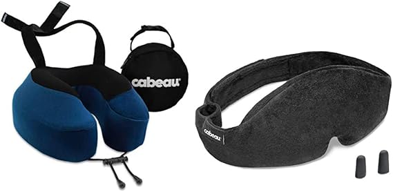 Cabeau Midnight Magic Sleep Mask & Cabeau Evolution S3 Travel Pillow - Indigo