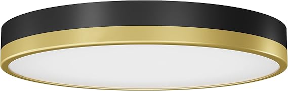 Artika Kent LED-Integrated Flushmount Ceiling Light Fixture, Black and Gold