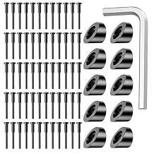 Cable Railing Kit, 60 PCS 1/8" Black Stainless Steel Invisible Receiver and Swage Stud End & 10 PCS 5/16" ID Black Angle Washers for Cable Railing, Cable Railing Hardware for Wood/Metal Post, Wrench