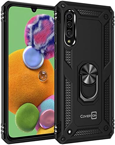 CoverON Metal Ring Holder Kickstand Resistor Series for Samsung Galaxy A90 5G Case, Matte Black