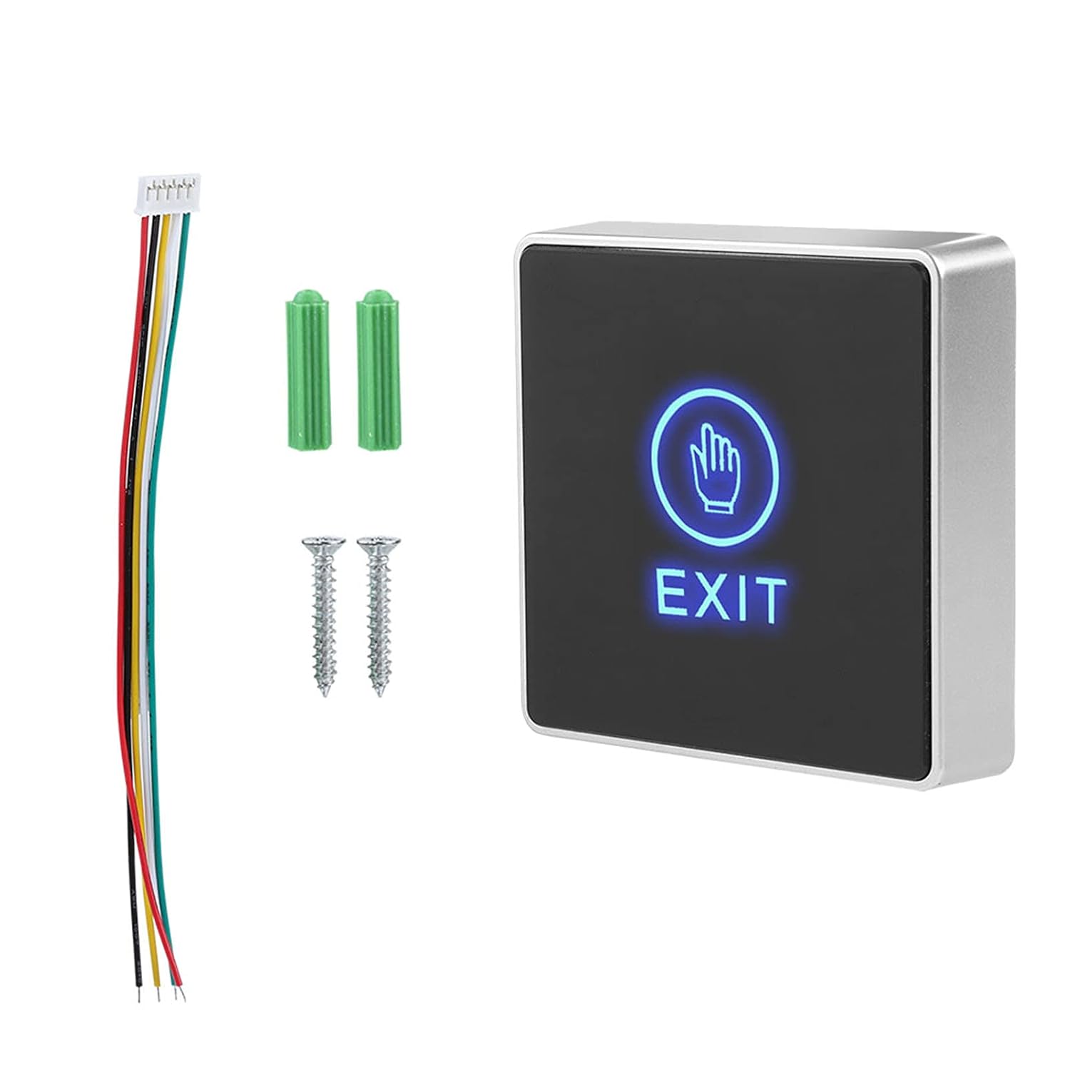 Demeras Door Touch Exit Release Unlock Button Switch Panel LED Light for Door Access Control System with Blue Indicator Light,NOCOM Output Contact