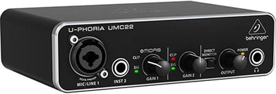 BEHRINGER UMC22 USB Audio Interface with Microphone Preamplifier