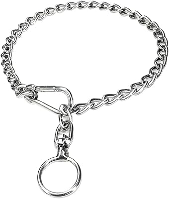 Adjustable Dog Chain Collar Stainless Steel Dog Collar Metal Pet Collar Heavy Duty Dog Necklace Collar Dog Neck Collar Chain Pet Leash Extension for Training Walking 40cm x 3mm