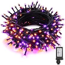 BrizLabs Orange & Purple Halloween Lights, 78.74ft 240 LED Orange Lights Connectable, 8 Modes Outdoor Purple Halloween Light with Timer, Plug in Mini Twinkle Light for Party Indoor Decor