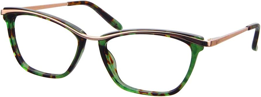 ProEyes Vela, Progressive Blue Light Blocking Acetate Readers, Anti-Reflective Resin Lens, 0 Power on Top Lens Green, 2.25 x