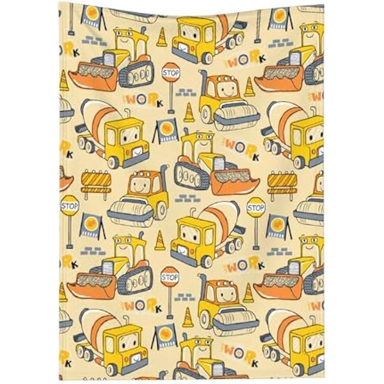 Truck Blanket, Construction Vehicles Blankets, Gift for Girls Truck Lover, 40x50 Soft Lightweight Plush Throw Blanket for Couch Bed Sofa Decoration