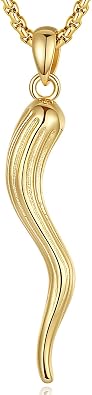 EUDORA S925 Sterling Silver Italian Horn Necklace for Women Men, Gold Cornicello Necklaces Lucky Pendant for Protection Italian Pepper Amulet Jewelry Original Gifts for Women Mens Wife, 20+2inch