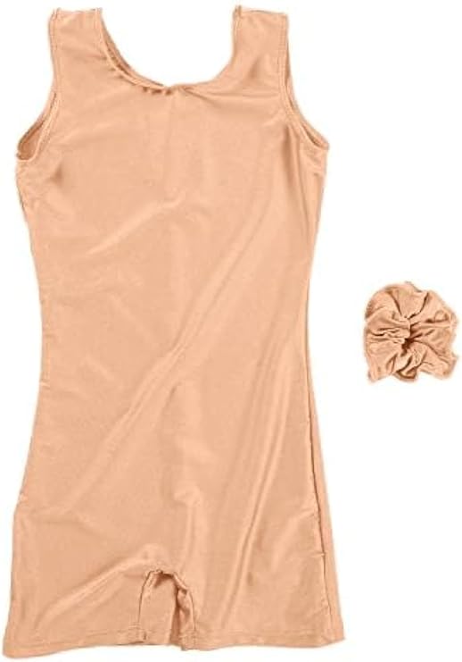 speerise High Stretch Gymnastics Leotards for Girls with Hair Scrunchie, Unitard Kids Short Tank Biketard Dance Costumes
