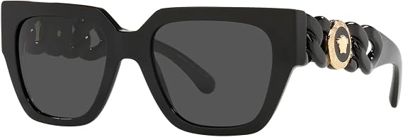 Versace Woman Sunglasses Black Frame, Dark Grey Lenses, 53MM