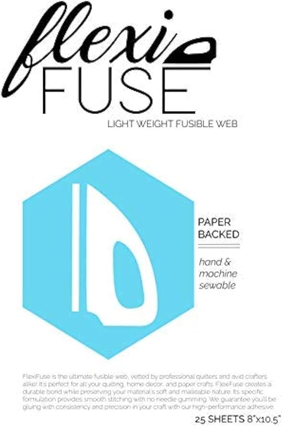 25 Sheets (8" x 10.5") - FlexiFuse Lightweight Fusible Web for Applique