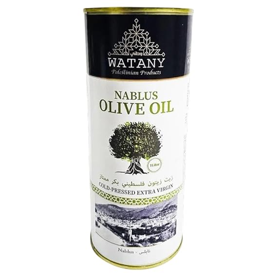 Nablus Palestinian Extra Virgin Olive Oil Cold Pressed Olive Oil (1L & 16L Metal Tins), Olive Oil for Cooking, Salads, Dipping, Marinades & Mediterranean Recipes 1L