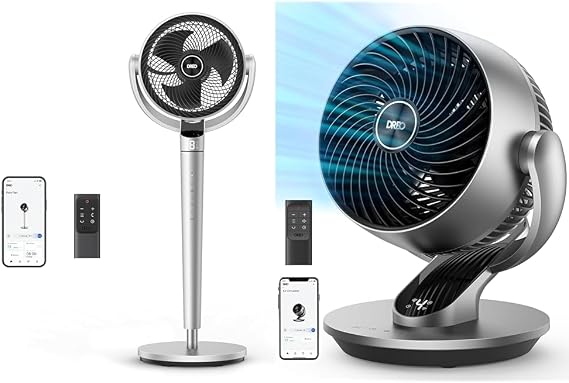 Dreo 43'' 150 Oscillating Pedestal Fan Bundle with 13'' 120 Oscillating Smart Air Circulator
