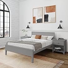Plank+Beam Solid Wood Twin Bed Frame with Panel Headboard, Modern Twin Platform Bed with Wood Slat Support, No Box Spring Needed, Clay