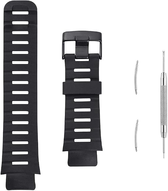 Watch Band Compatible with Suunto X-Lander, Soft Rubber Replacement Wrist Strap for Suunto X-Lander Military Smart Watch, Black