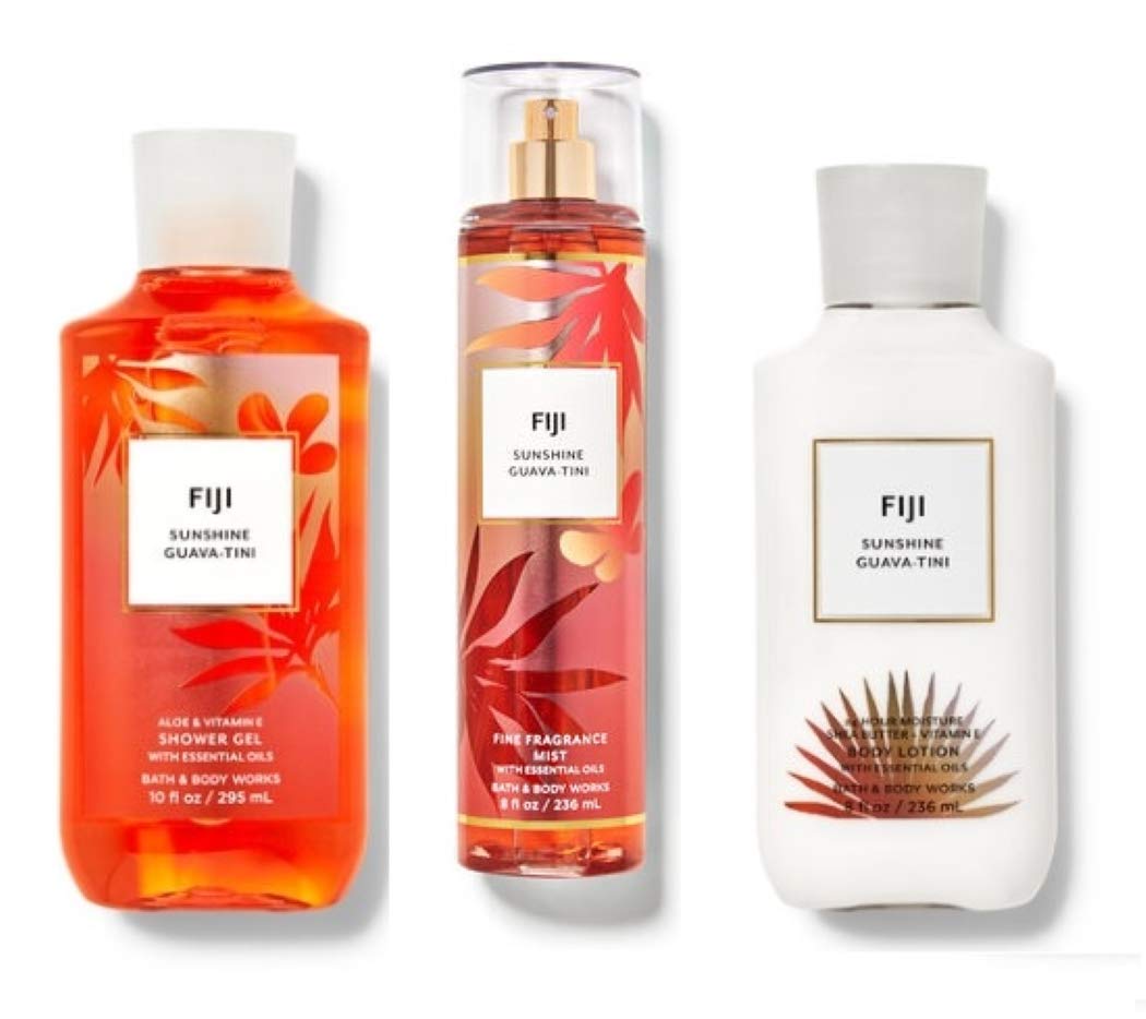 Bath & Body Works Bath and Body Works - Fiji Sunshine Guava-Tini - Full Size Set - Shower Gel, Body Lotion, Fine Fragrance Mist- 2021