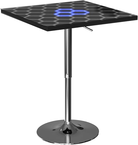 HOMEMORE Bar Table LED Bar Chairs Pub Table LED Lights Cocktail Table Glowing Desktop for Indoor/Outdoor Bar, Cafe, Bistro, Dining