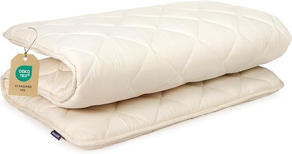 Aircliff Japanese Floor Futon Mattress, Tatami Mat Sleeping Pad, Shikibuton, Mattress Topper, Boys Girls Roll Up Dormitory Mattress, Foldable & Portable Floor Lounger Bed, Guest Bed (Cream, Queen)