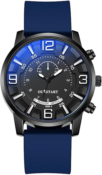 Fashion Mens Watch with Silicone Strap Large Dial Analog Wristwatch Comfortable and Durable for Daily Wear