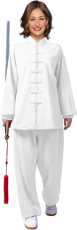 Unisex Cotton Slik Long Sleeves Tai Chi Suit Morning Exercise Uniform Kung Fu Clothing