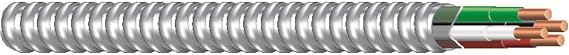 Southwire Armorlite Metal Clad Cable 12 Gauge 3 Conductor, Solid, 25ft