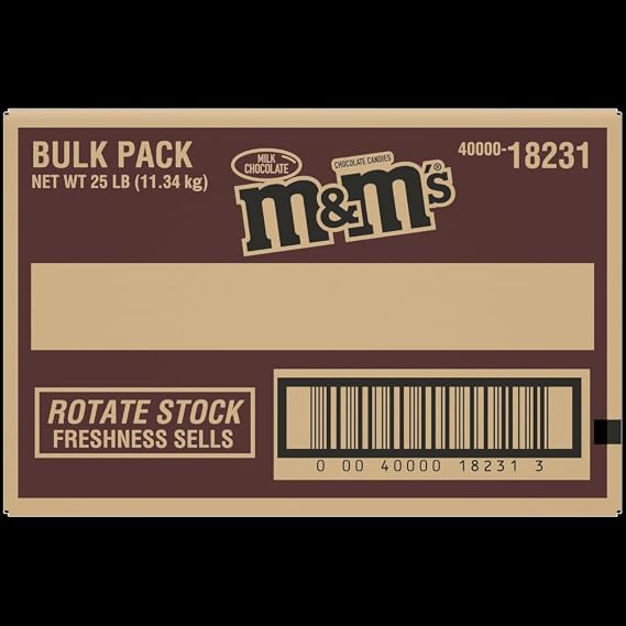 M&M's M&Ms Milk Chocolate Candy 25lb Bulk Box, 25 Ounce