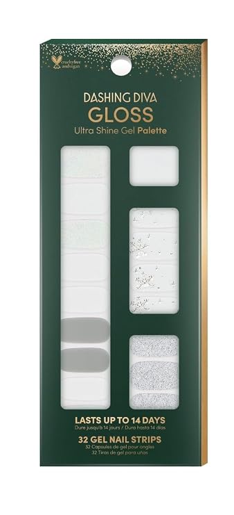 Dashing Diva GLOSS Ultra Shine Gel Palette, Frosted Skates, Holiday Collection, 32ct, Nail Strips