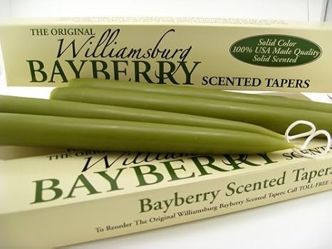 Williamsburg Bayberry Candles Tapers with Candle Legend - Bayberry Scented - Buyacandle | Bayberry candles with 100% cotton wick, 100% handmade in the USA - The original bayberry candle for your holiday tradition.