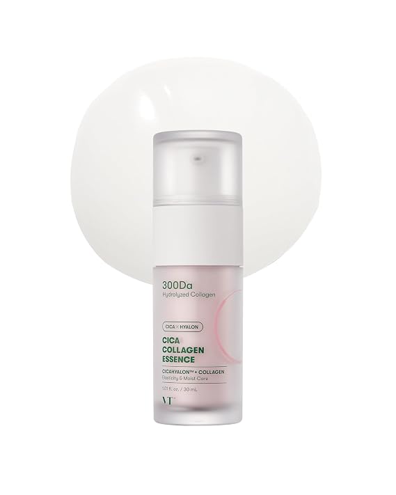 VT COSMETICS Cica Collagen Essence, 300Da Collagen Extract & Peptide Complex for Firming, Plumping, and Improving Skin Elasticity. Korean Skincare, Pink Collagen Serum