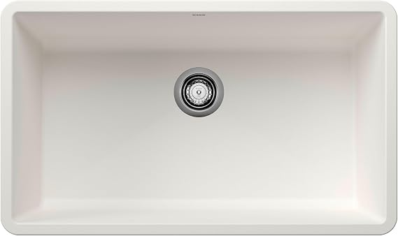 BLANCO 440150 Precis SILGRANIT Super Single Undermount Kitchen Sink, 32" L X 19" W, White