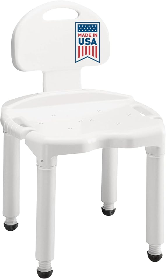 Carex Bath Seat And Shower Chair with Backrest for Seniors, Bath Chair For Elderly, Disabled, Handicap, and Injured Persons, Supports Up To 400lbs, Shower Seat For Inside Shower, Made in USA