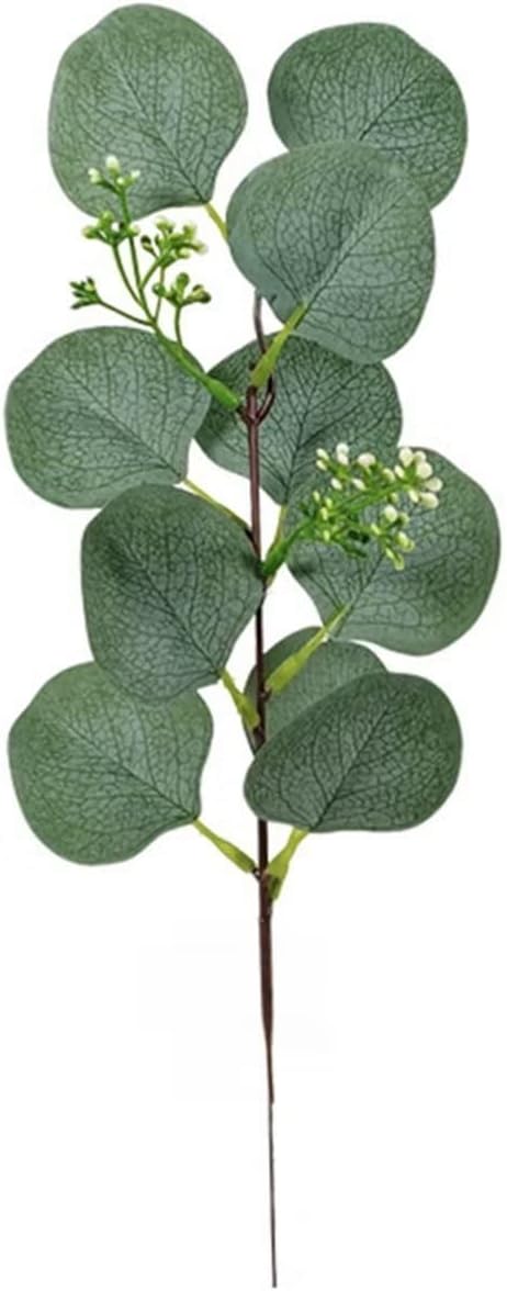10pcs Artificial Eucalyptus Leaves Stems,Greenery Stems with Fake Flower Bud Crafts,Greenery Bouquet Wedding Holiday Home Decor
