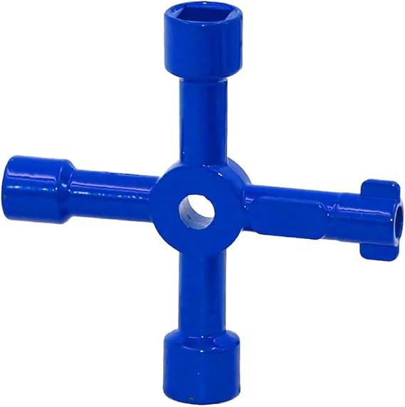 1pcs Multi-Function 4 in 1 Universal Cross Key Triangle Key for Train Electrical Elevator Cabinet Valve Alloy Triangle Square(Blue)