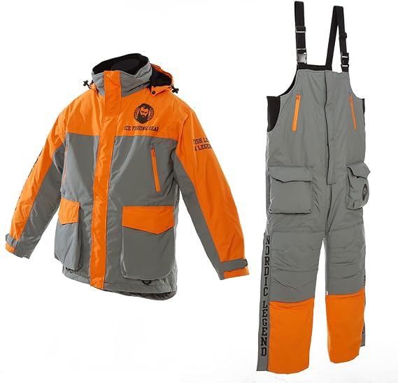 Nordic Legend Aurora Series Ice Fishing Suit with Floatation, Insulated Waterproof Bibs and Jacket for Ice Fishing