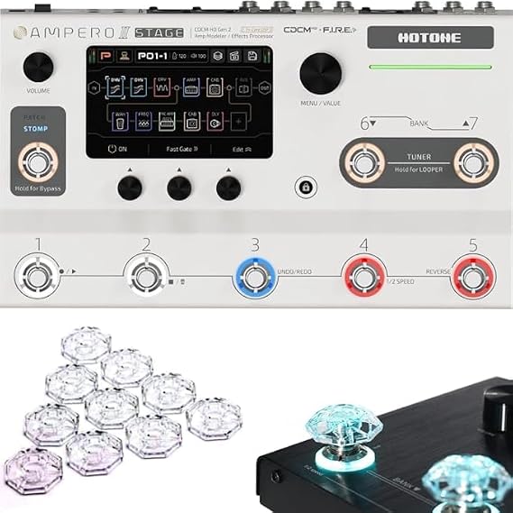 HOTONE Ampero II Stage MP-380 + Karat Cap Bundle Multi-Effects Pedal Processor Touch Screen Guitar Bass Amp Modeling IR Cabinets Simulation Dual Chains FX Loop MIDI I/O Stereo OTG USB Audio Interface