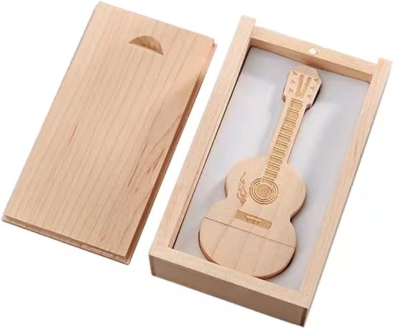 Wood Guitar Shaped USB2.0 32GB Flash Pen Drive Memory Thumb Stick with Wooden Box (2.0 32GB)