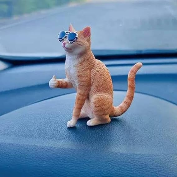 Mini Monitor Rearview Mirror Decor, Fun Cat Desk Home Figurines