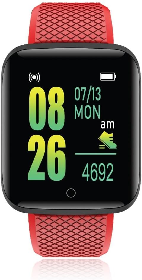 Polosmart PBS153 Titreşimli Adım Sayar Müzik Kontrol Spor Mod Bluetooth Akıllı Saat Kırmızı